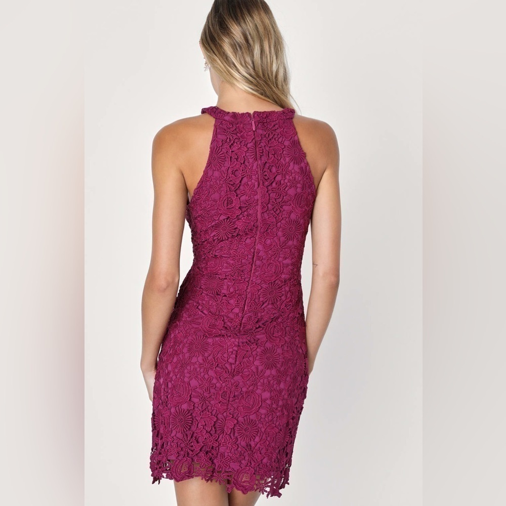 Lulu’s Love Poem Magenta’s Lace Mini Dress sz XS - Picture 4 of 7